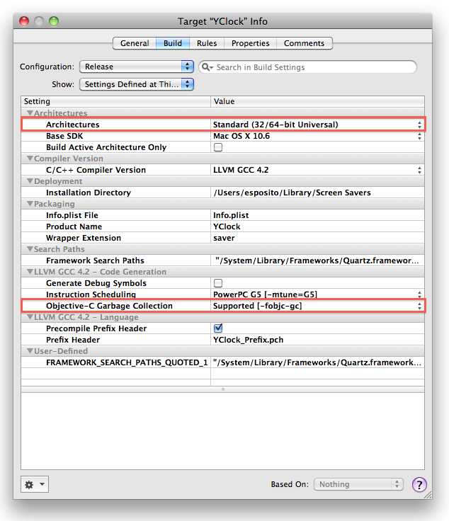 Compilation d'économiseur d'écran sous OS X<small>©</small>