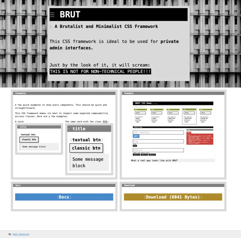 Brut CSS Framework Homepage